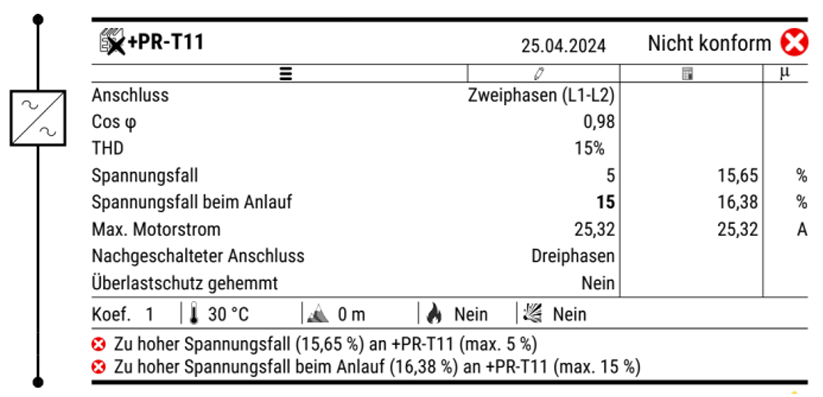 elec calc 2024 - Fehler im Berechnungsbericht