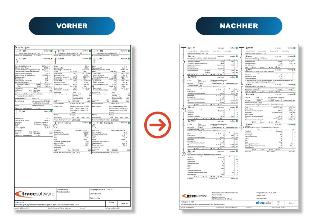 elec calc 2024 - Schaltplan im Berechnungsbericht