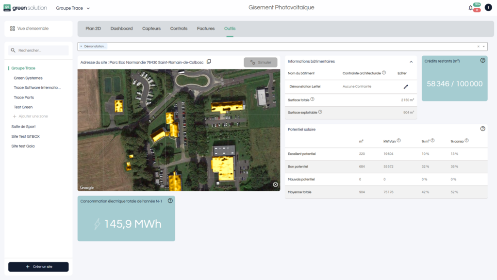 green solution - Réduisez vos coûts énergétiques grâce à une gestion optimisée des données - Module gisement photovoltaïque